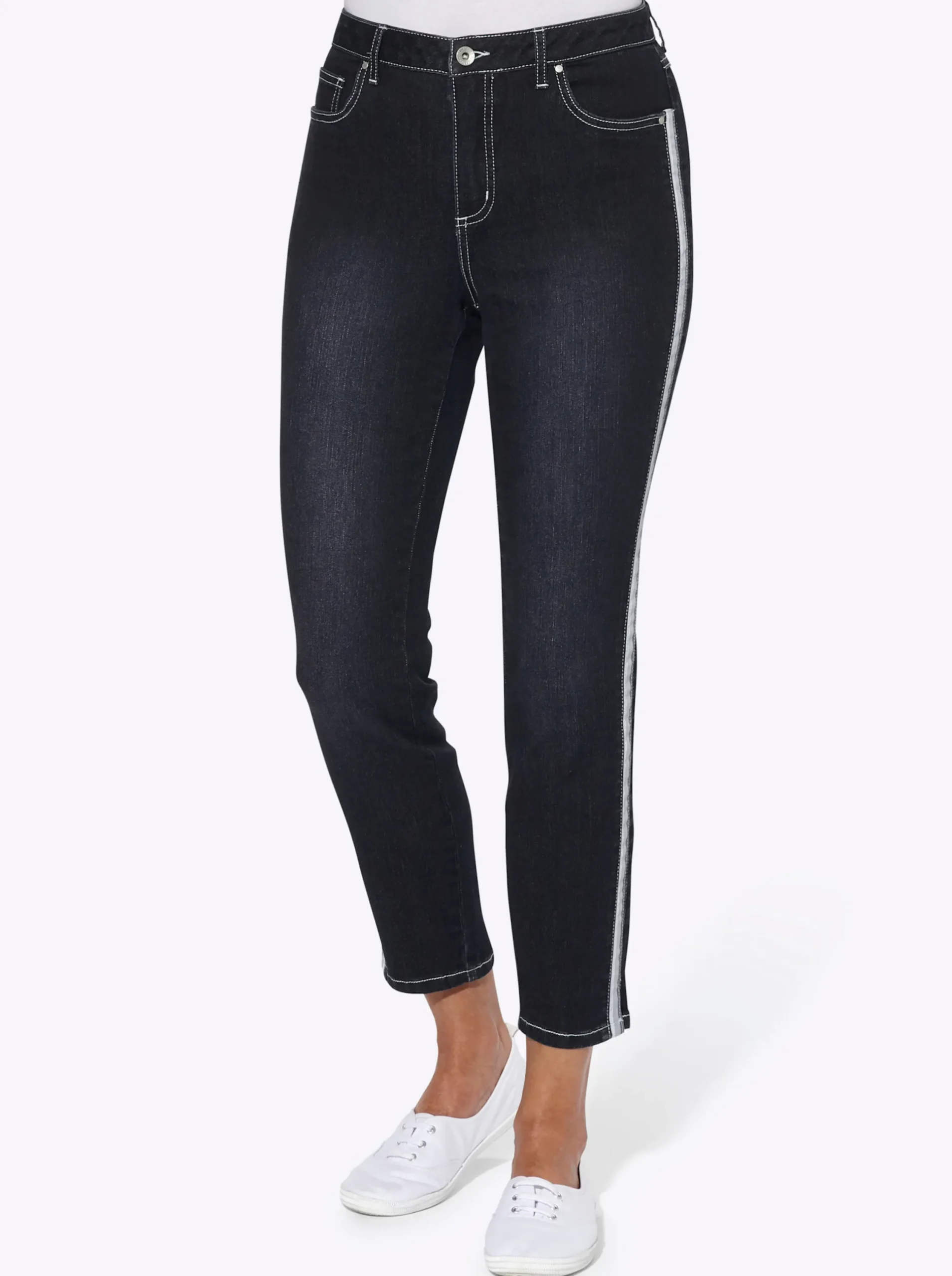 Strandmode| 7/8-Jeans leichte Used-Optik darkblue-stone-washed