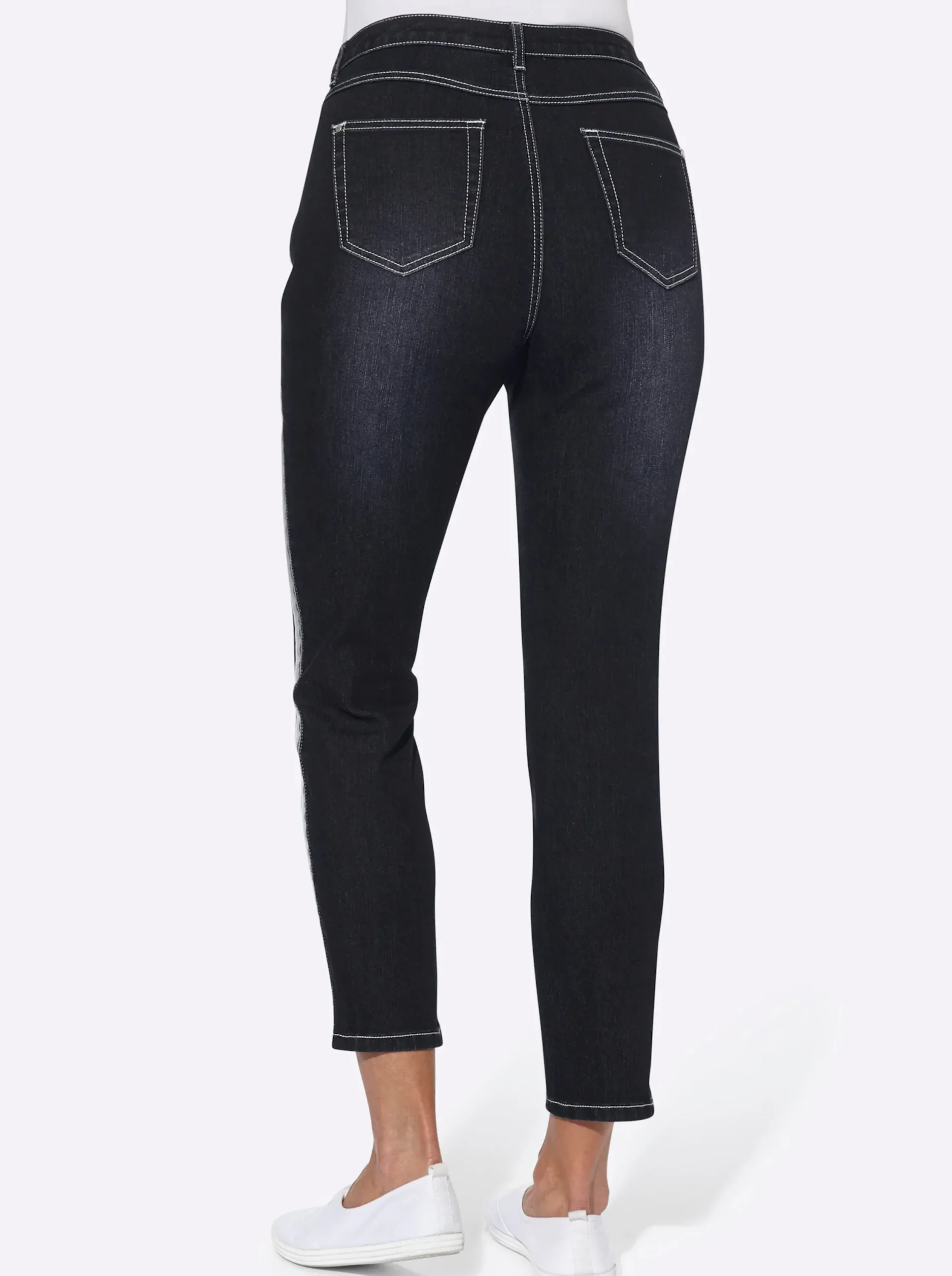 Strandmode| 7/8-Jeans leichte Used-Optik darkblue-stone-washed