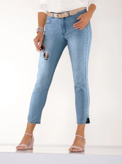 Jeans| 7/8-Jeans mit Glitzersteinchen an den Beinschlitzen blue-bleached