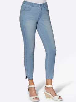 Jeans| 7/8-Jeans mit Glitzersteinchen an den Beinschlitzen blue-bleached