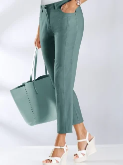 Basics|Jeans| 7/8-Jeans mit optisch streckenden Nähten jadegrün