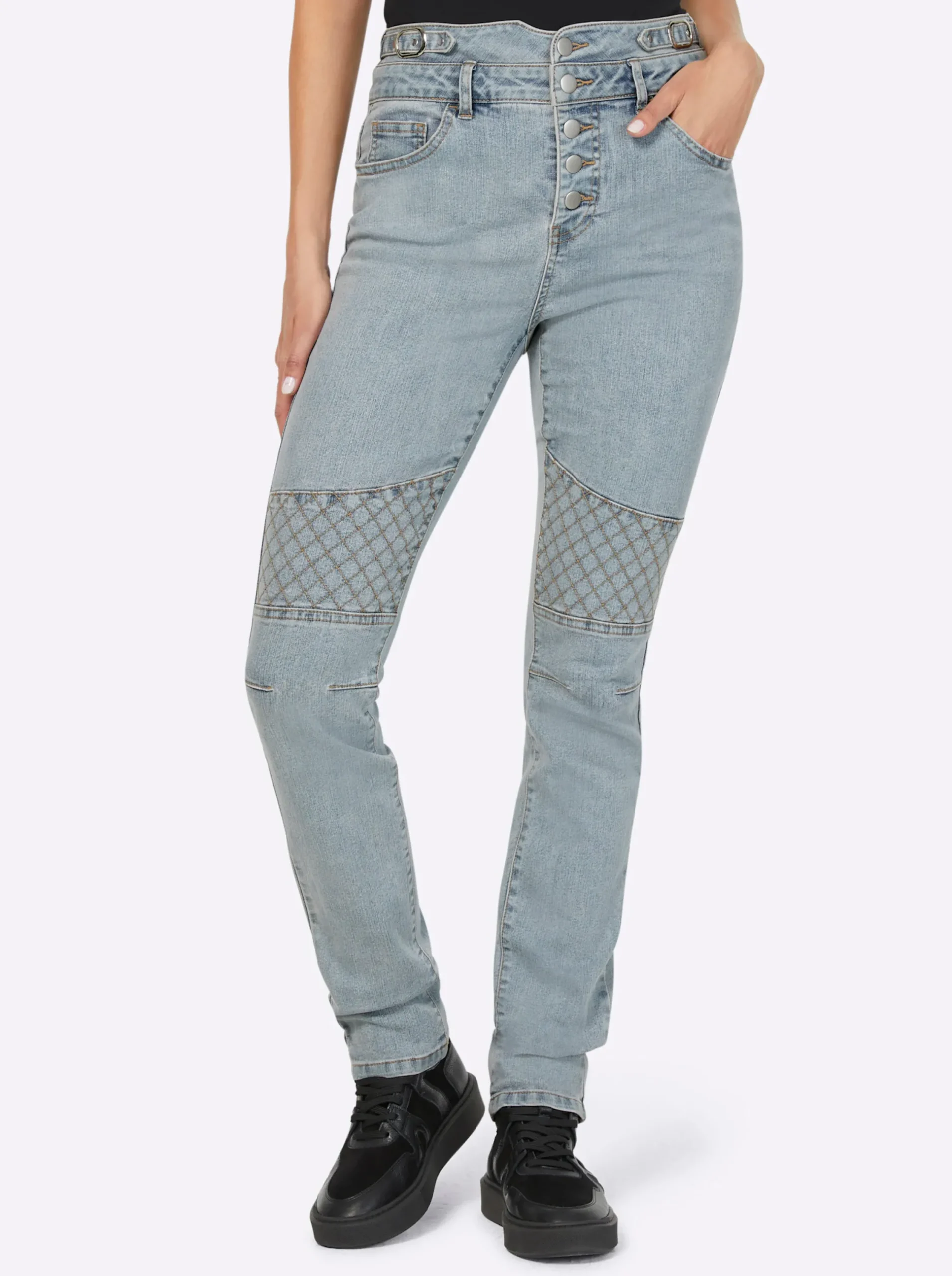 Jeans|heine Jeans mit Riegeln blue-bleached