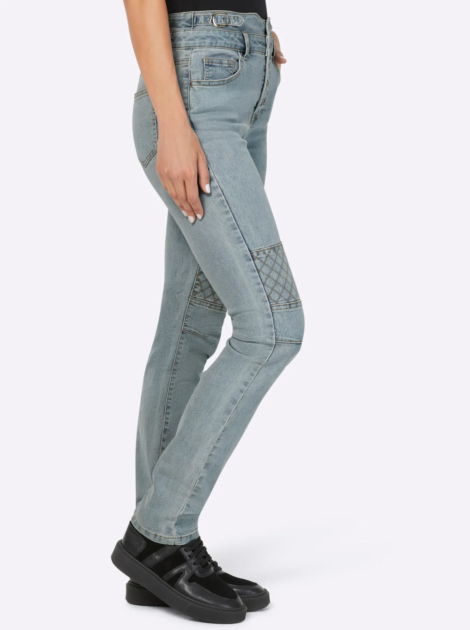 Jeans|heine Jeans mit Riegeln blue-bleached