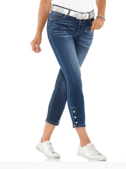 Jeans| 7/8-Jeans mit Schlitz am Saum blue-stone-washed