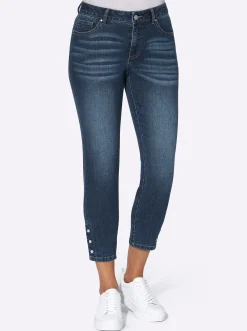 Jeans| 7/8-Jeans mit Schlitz am Saum blue-stone-washed