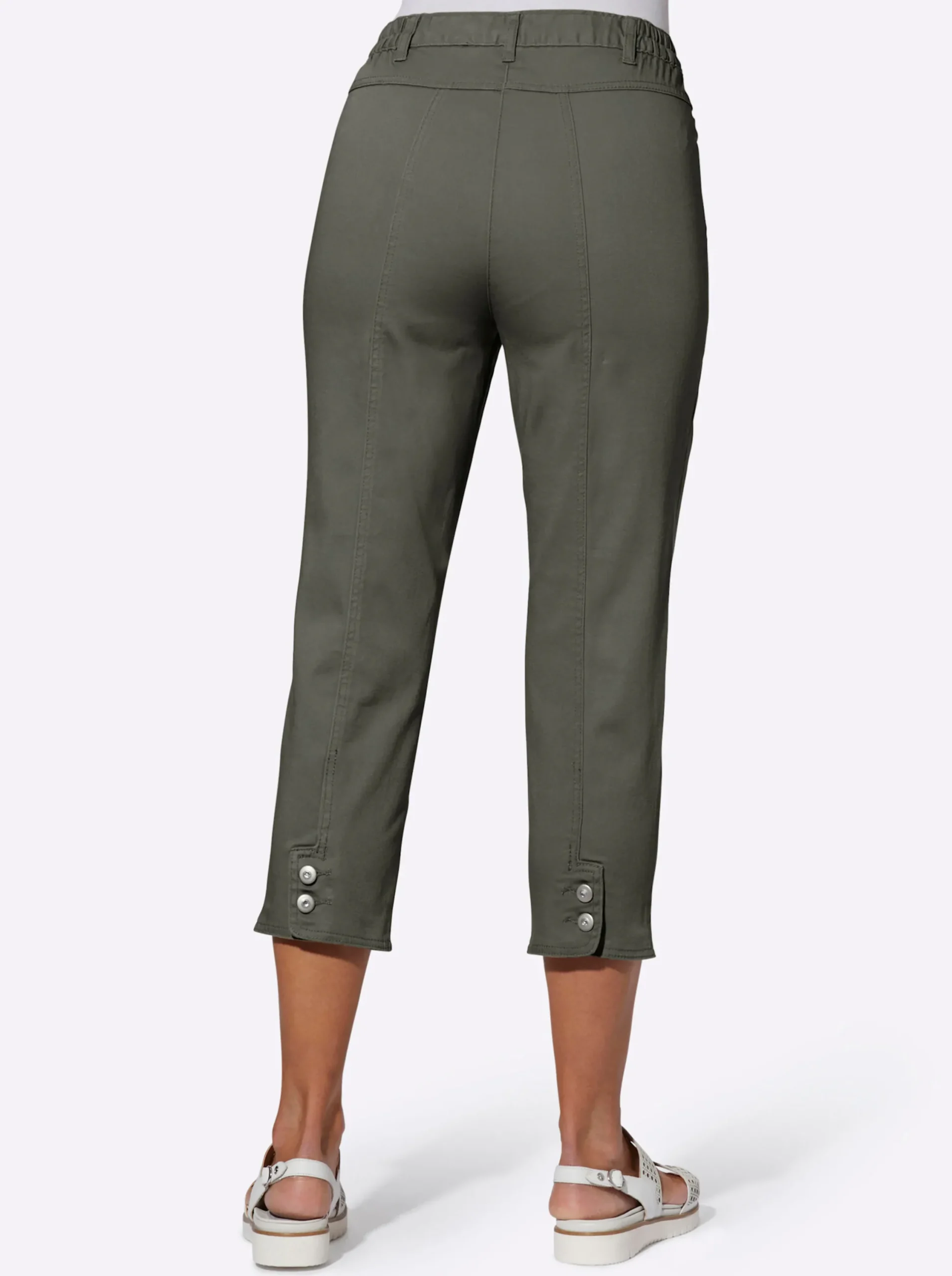 Strandmode|Jeans| 7/8-Jeans mit Schmuckknöpfen khaki
