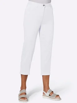 Strandmode|Jeans| 7/8-Jeans mit Schmuckknöpfen weiß