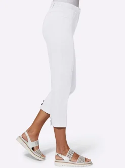 Strandmode|Jeans| 7/8-Jeans mit Schmuckknöpfen weiß