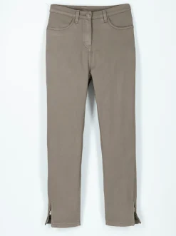 Jeans| 7/8-Jeans mit seitlichen Reißverschlüssen schlamm