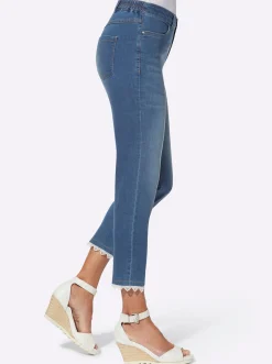 Jeans| 7/8-Jeans mit Spitze am Beinabschluss blue-bleached