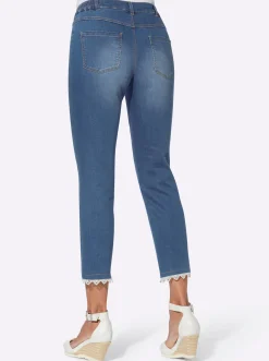 Jeans| 7/8-Jeans mit Spitze am Beinabschluss blue-bleached