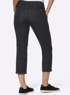 Jeans| 7/8-Jeans mit Zierknöpfen am Beinabschluss black-denim