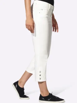 Jeans| 7/8-Jeans mit Zierknöpfen am Beinabschluss ecru