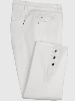 Jeans| 7/8-Jeans mit Zierknöpfen am Beinabschluss ecru
