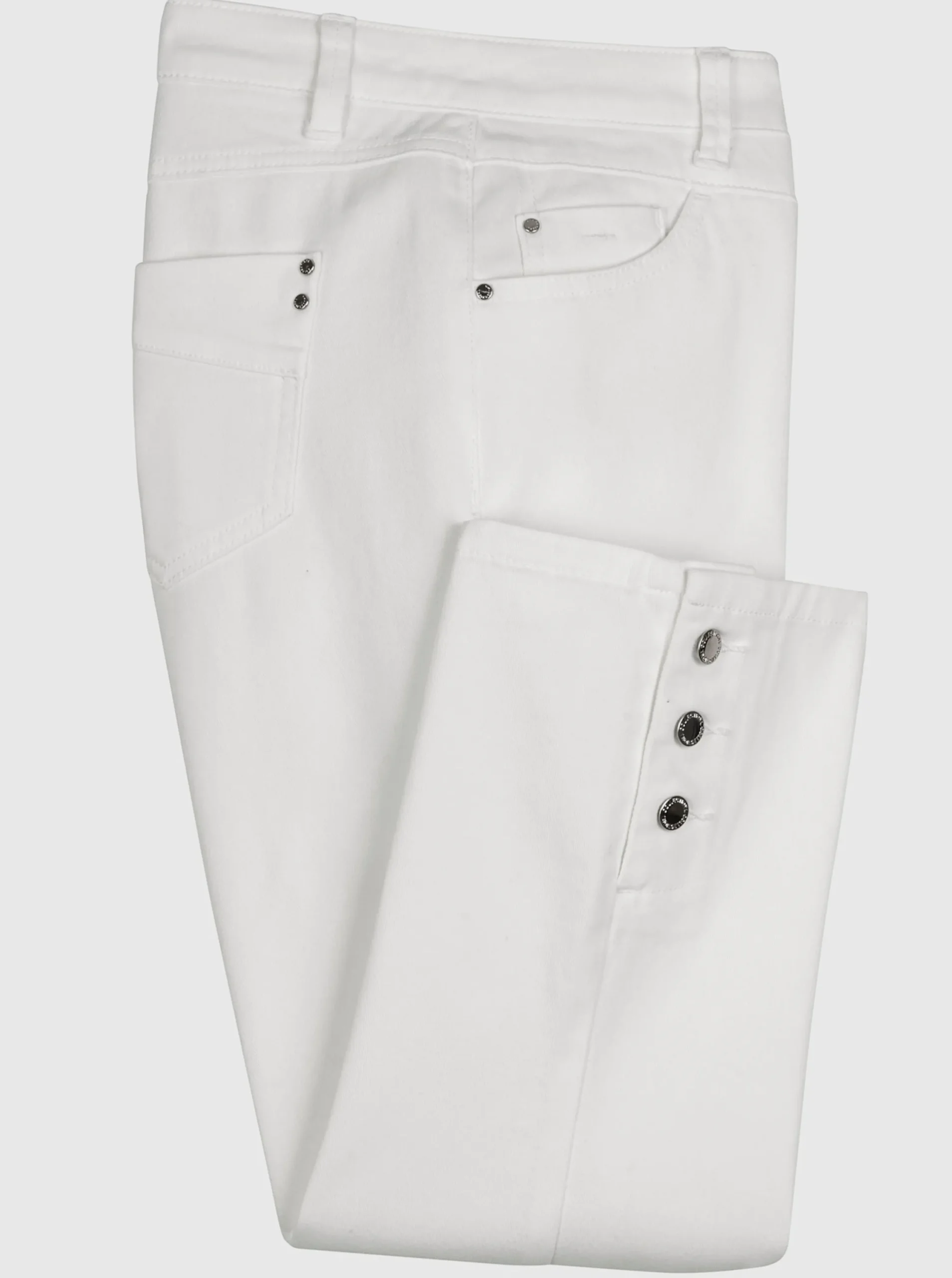 Jeans| 7/8-Jeans mit Zierknöpfen am Beinabschluss ecru