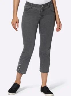 Jeans| 7/8-Jeans mit Zierknöpfen am Beinabschluss grey-denim