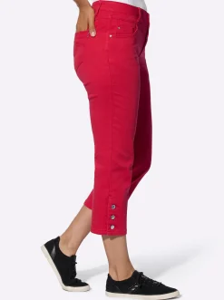 Jeans| 7/8-Jeans mit Zierknöpfen am Beinabschluss erdbeere
