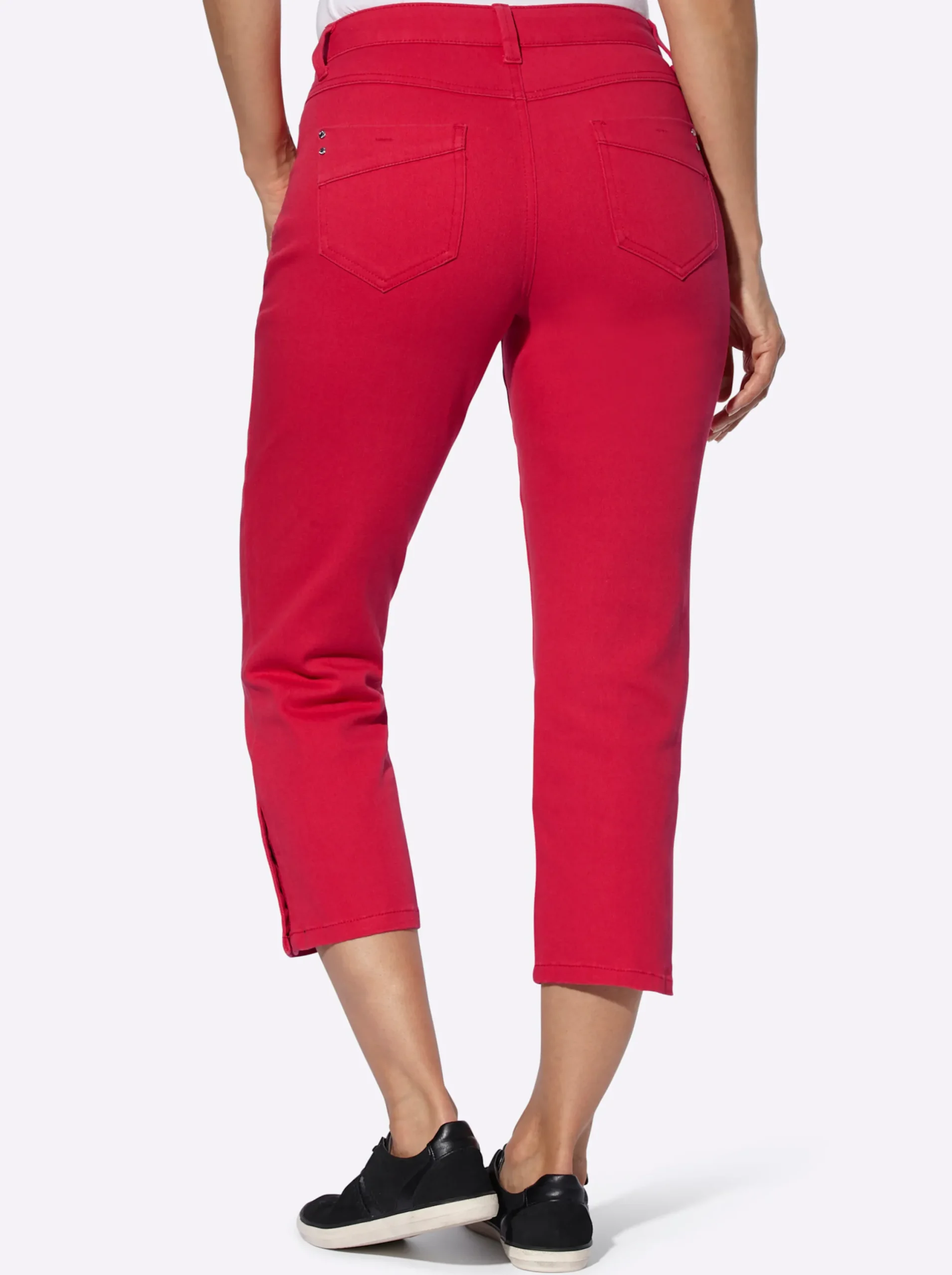 Jeans| 7/8-Jeans mit Zierknöpfen am Beinabschluss erdbeere