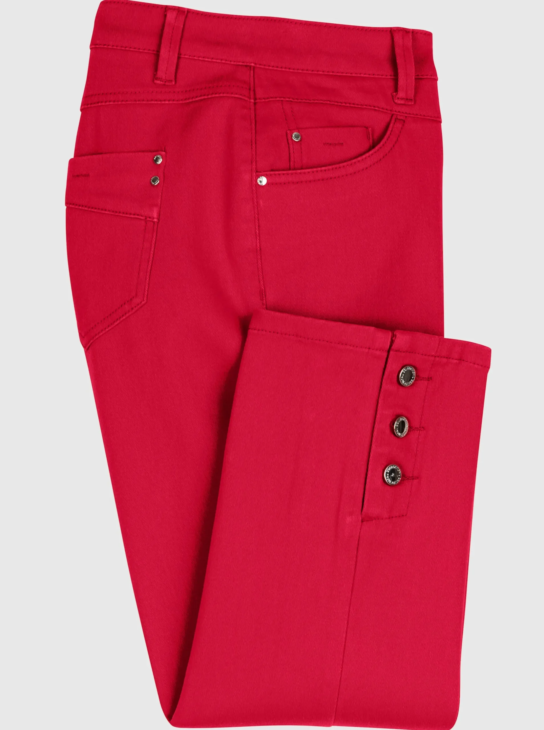 Jeans| 7/8-Jeans mit Zierknöpfen am Beinabschluss erdbeere
