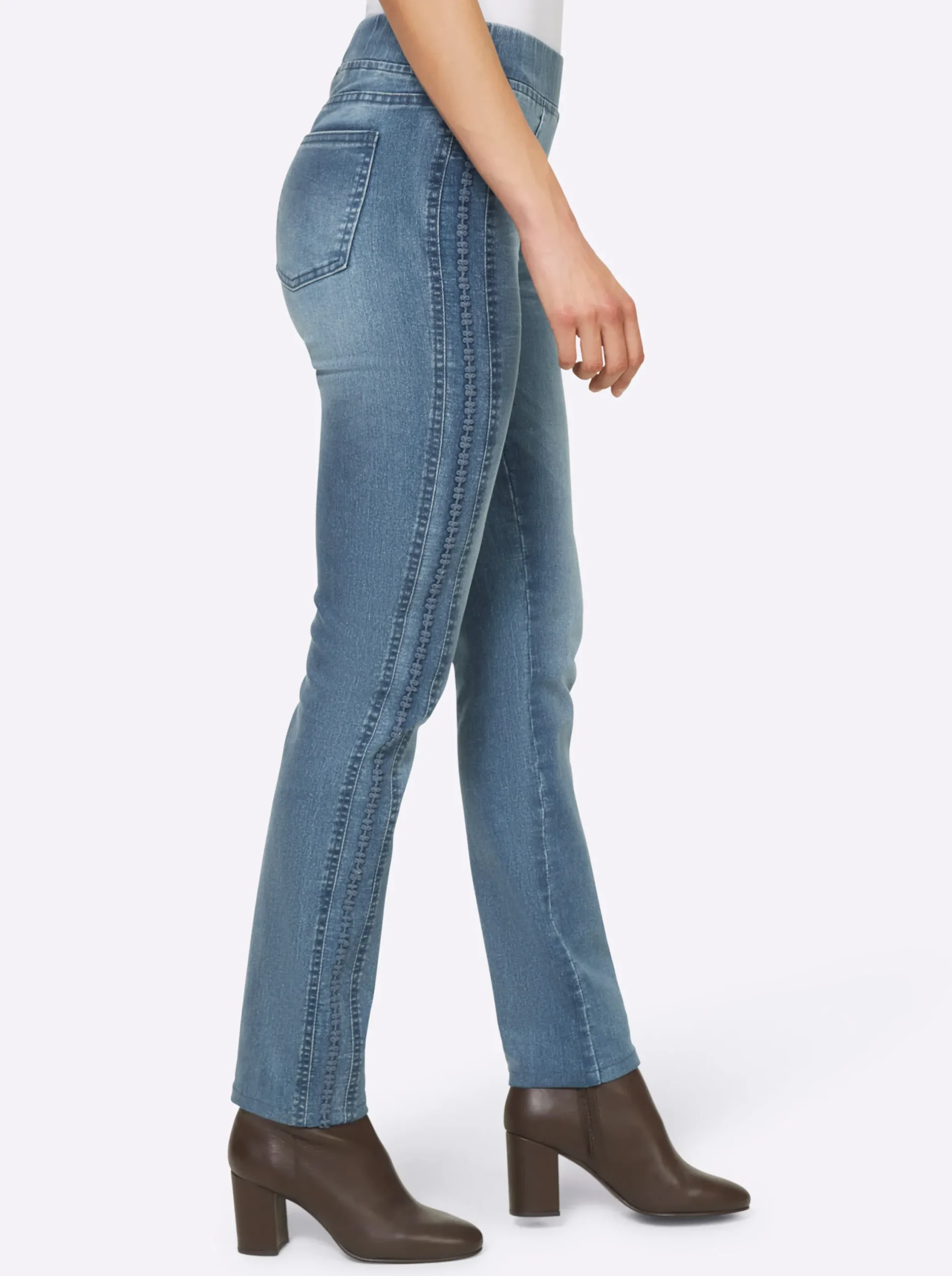 Jeans|heine Jeans mit Zierstreifen, seitlich blue-bleached