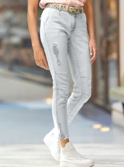 Strandmode|Jeans|heine Jeans mit Zipper-Applikation blue-bleached