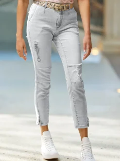 Strandmode|Jeans|heine Jeans mit Zipper-Applikation blue-bleached