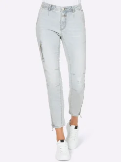 Strandmode|Jeans|heine Jeans mit Zipper-Applikation blue-bleached