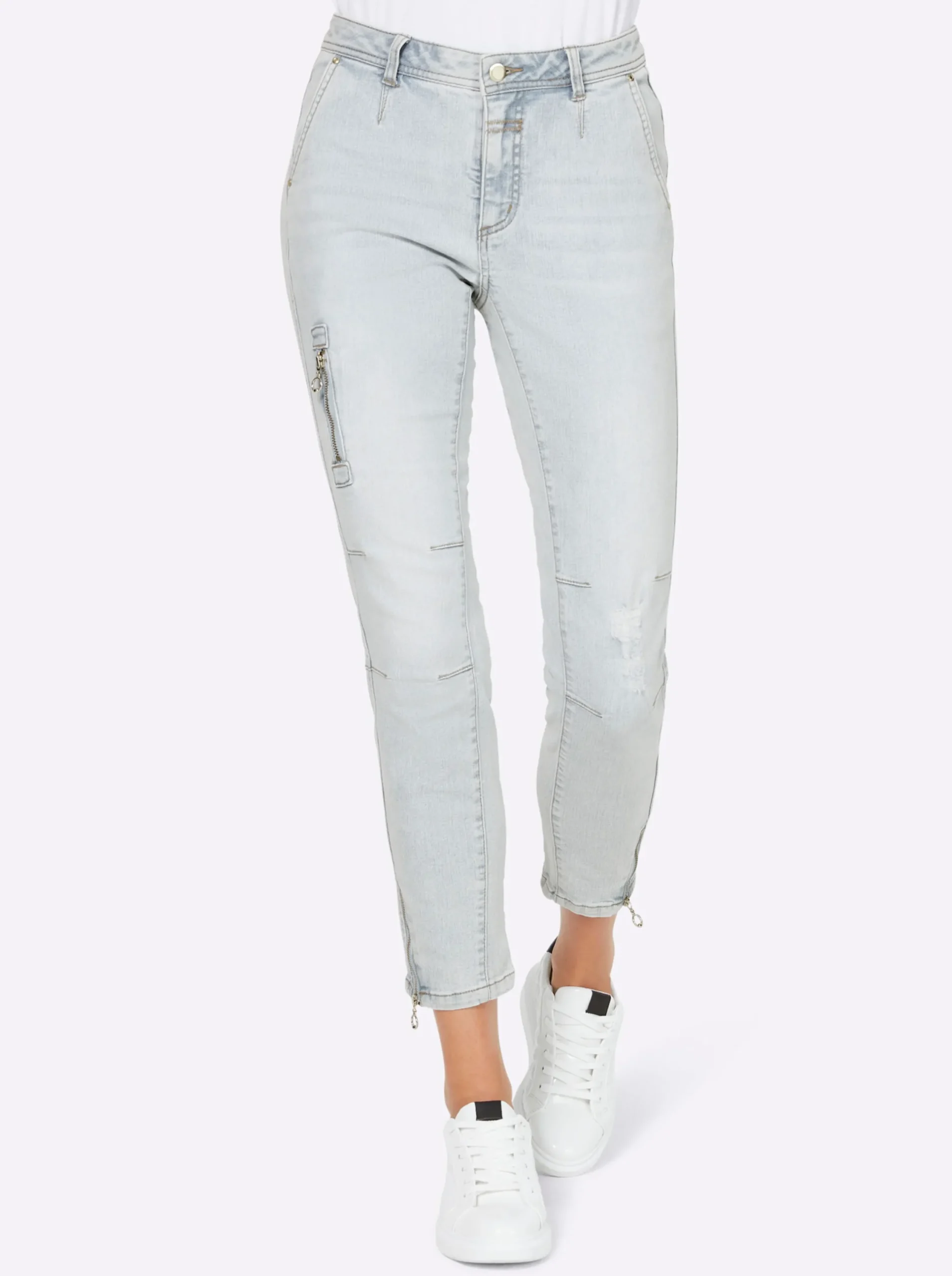 Strandmode|Jeans|heine Jeans mit Zipper-Applikation blue-bleached