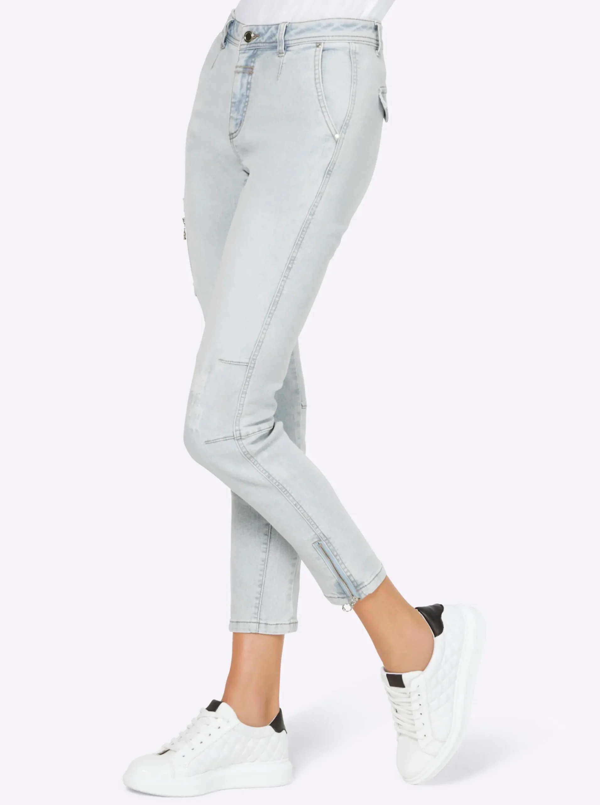 Strandmode|Jeans|heine Jeans mit Zipper-Applikation blue-bleached