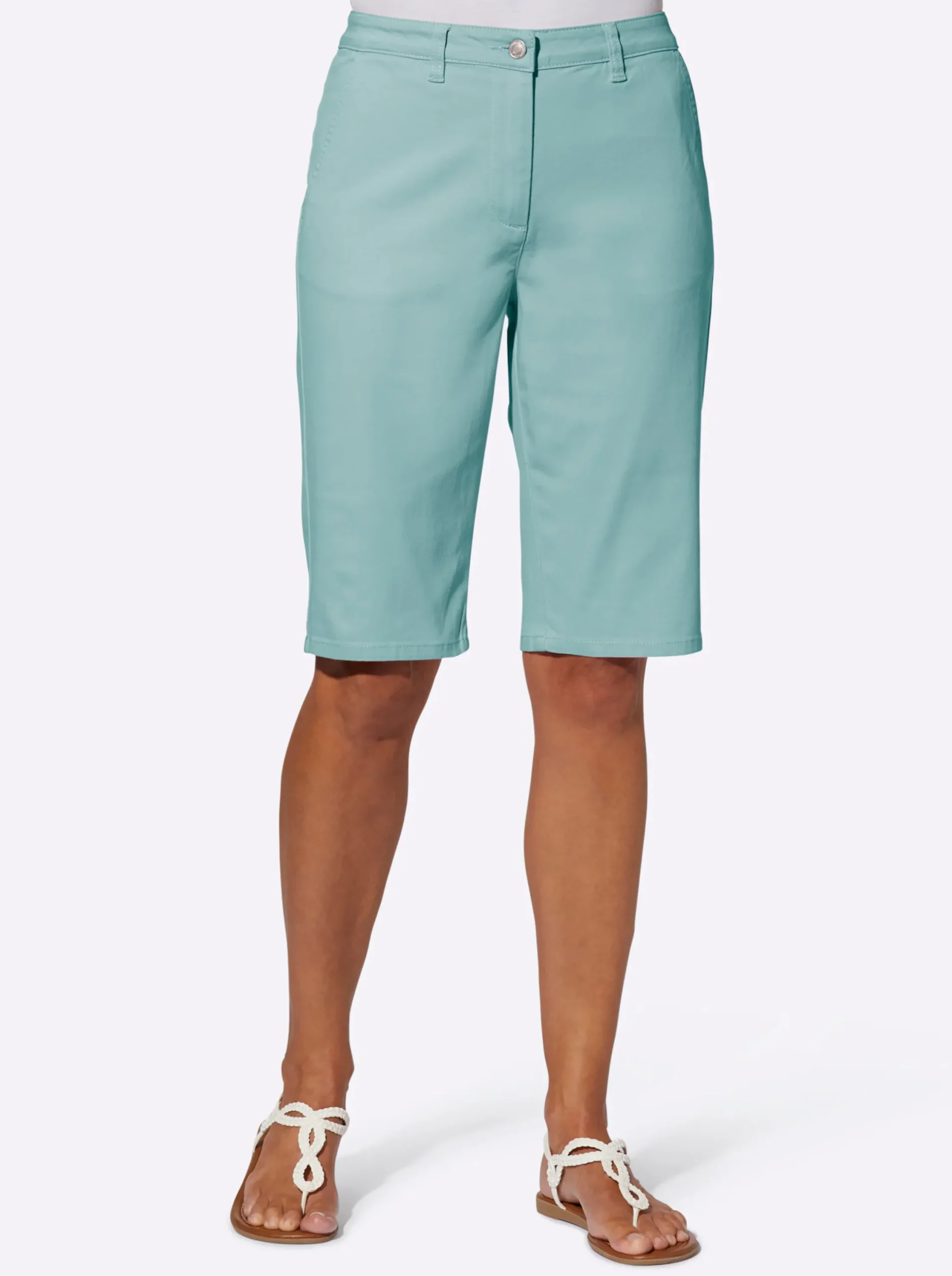 Strandmode| Jeansbermudas in Baumwoll-Stretch-Qualität mint