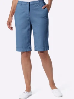 Basics|Jeans| Jeansbermudas mit Dehnbund hinten blau