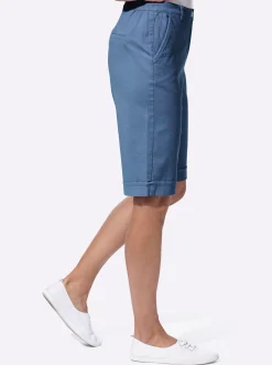 Basics|Jeans| Jeansbermudas mit Dehnbund hinten blau