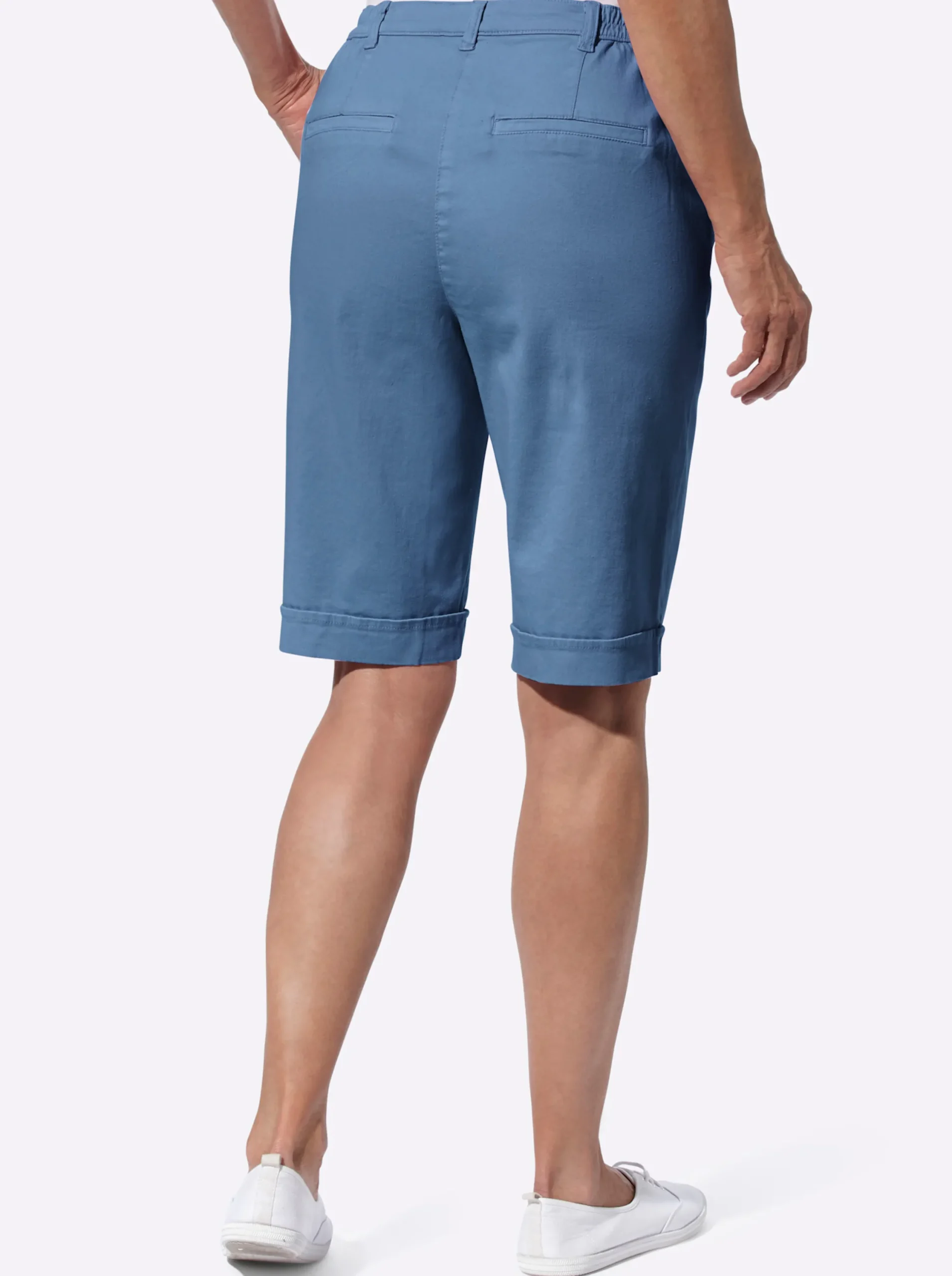 Basics|Jeans| Jeansbermudas mit Dehnbund hinten blau