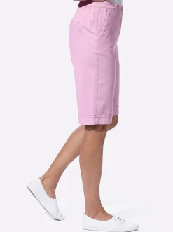 Basics| Jeansbermudas mit Dehnbund hinten rosé