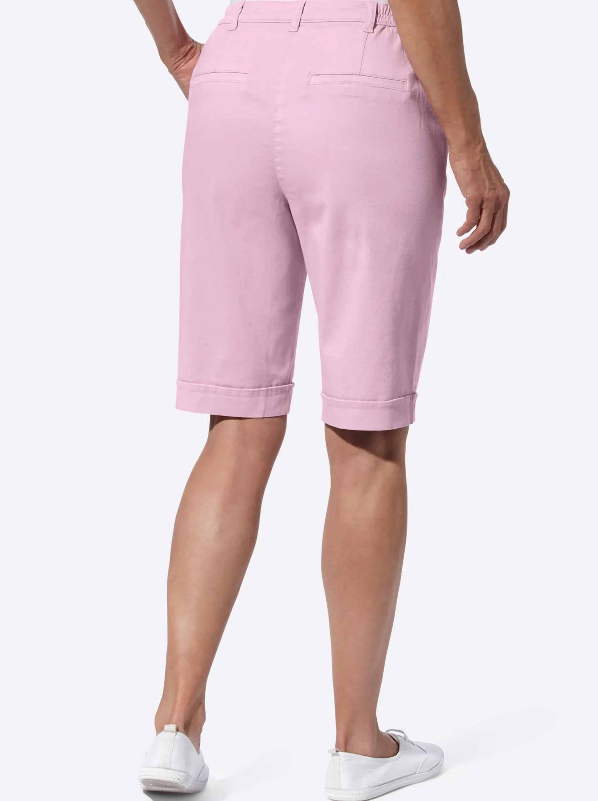 Basics| Jeansbermudas mit Dehnbund hinten rosé