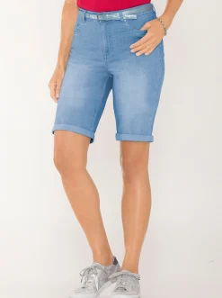 Jeans|Hosen| Jeansbermudas mit Gratis-Gürtel blue-bleached