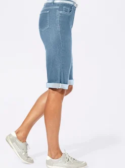 Jeans|Hosen| Jeansbermudas mit Gratis-Gürtel blue-bleached