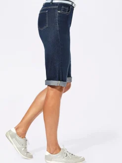 Hosen| Jeansbermudas mit Gratis-Gürtel blue-stone-washed