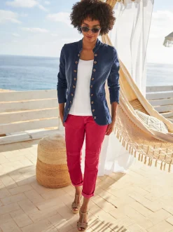 Jacken|Blazer|heine Jeansblazer mit Häkchenverschluss darkblue-stone-washed