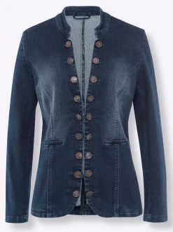Jacken|Blazer|heine Jeansblazer mit Häkchenverschluss darkblue-stone-washed