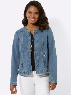 Blazer| Jeansblazer mit Schulterpolstern blue-bleached