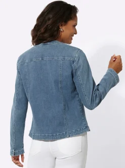 Blazer| Jeansblazer mit Schulterpolstern blue-bleached