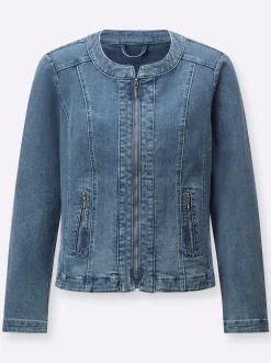 Blazer| Jeansblazer mit Schulterpolstern blue-bleached