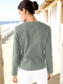 Blazer| Jeansblazer mit Zier-Reißverschlüssen schilf