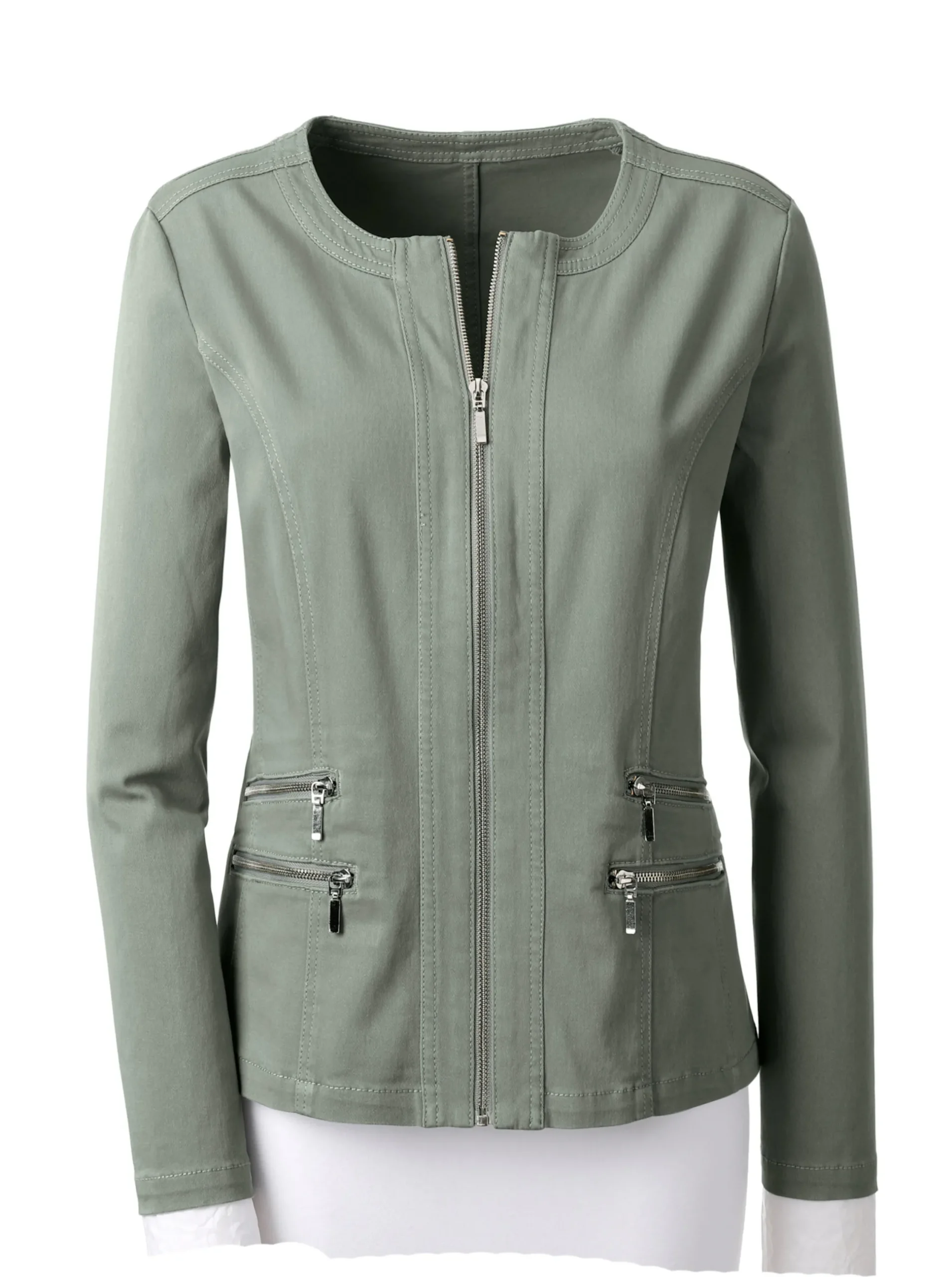Blazer| Jeansblazer mit Zier-Reißverschlüssen schilf