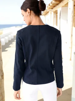 Jacken| Jeansblazer mit Zier-Reißverschlüssen marine