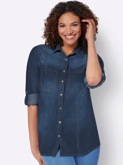 Blusen| Jeansbluse blue-stone-washed