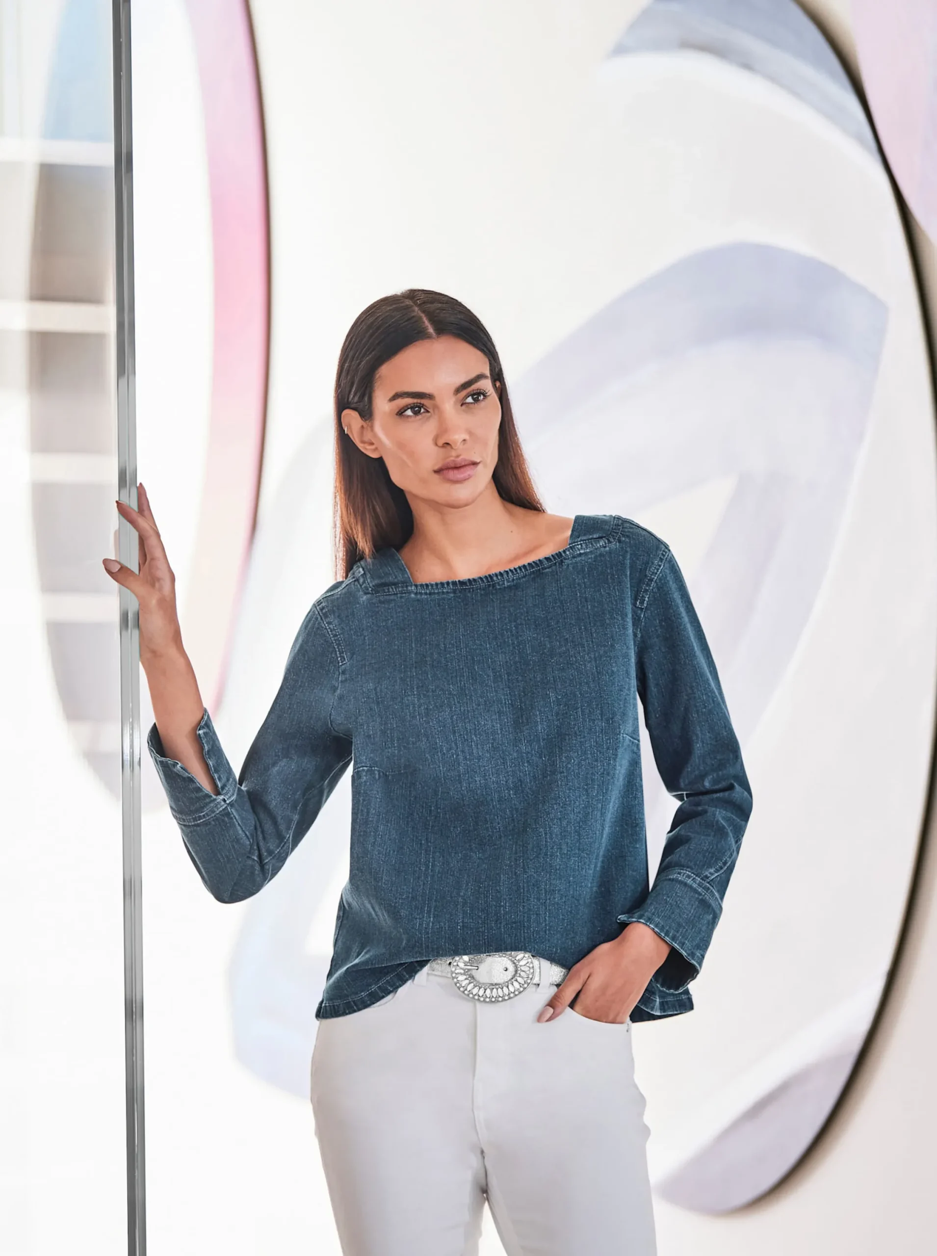 Blusen|heine Jeansbluse blue-stone-washed