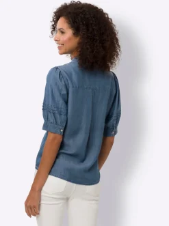 Blusen|heine Jeansbluse mit Puffärmeln blue-bleached