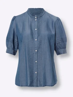 Blusen|heine Jeansbluse mit Puffärmeln blue-bleached